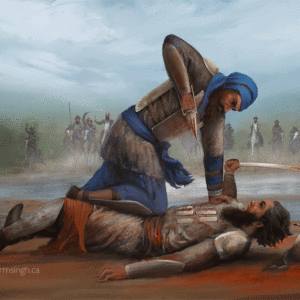 Duel Bhai Sukha Singh vs A Durrani Warrior - Sikh Art By Punjab Art Gallery